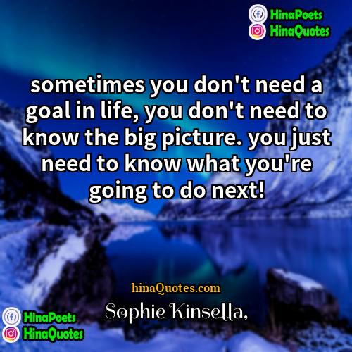 Sophie Kinsella Quotes | sometimes you don't need a goal in